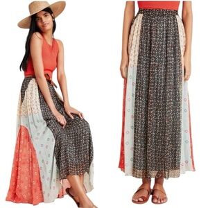 Anthropologie Verb by Pallavi Singhee Margot Pleated Maxi Skirt Size 6 Petite